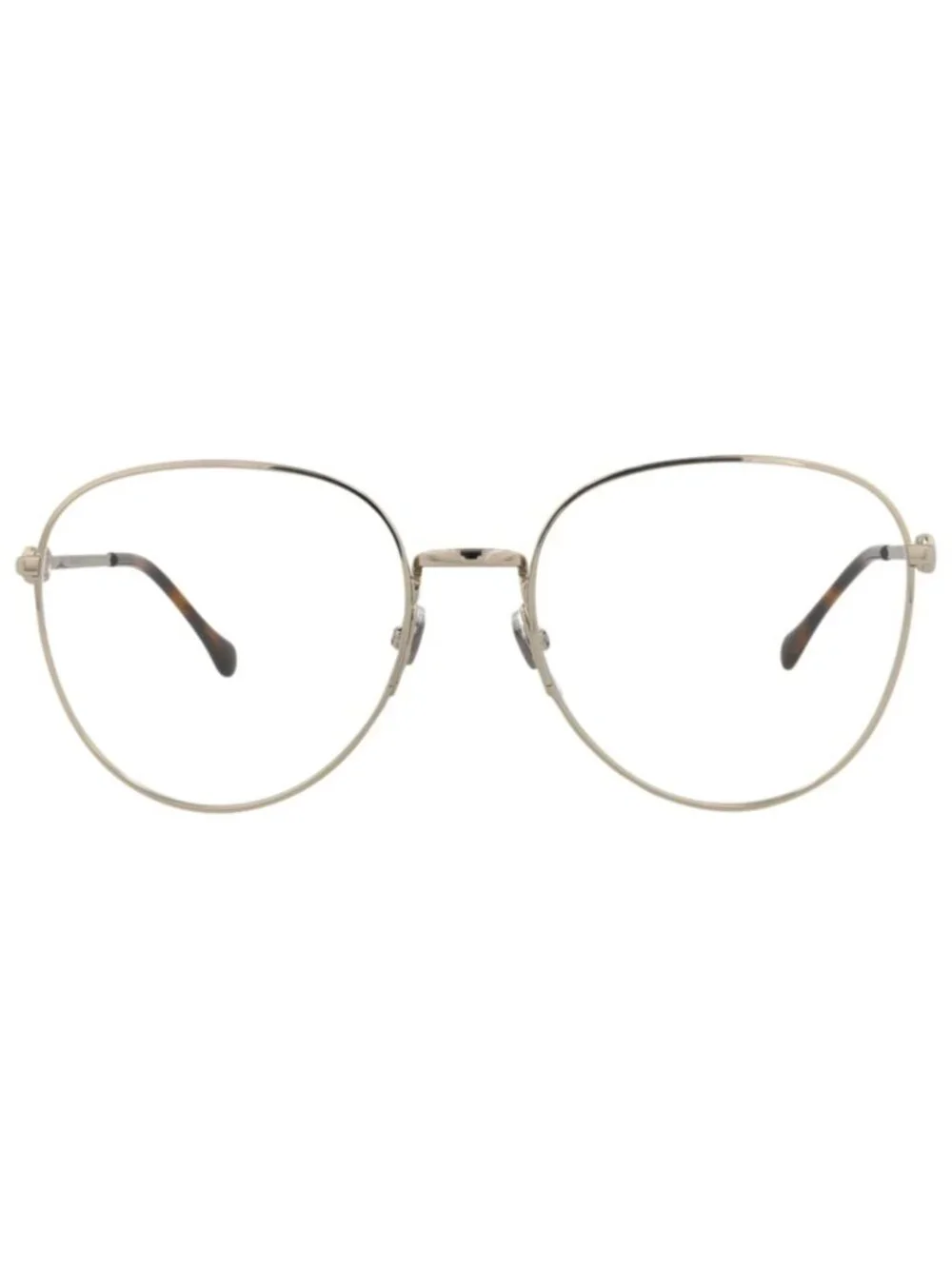 New Gucci Women's Eyeglasses Cat Eye Metal Frame Gold Gold Transparent